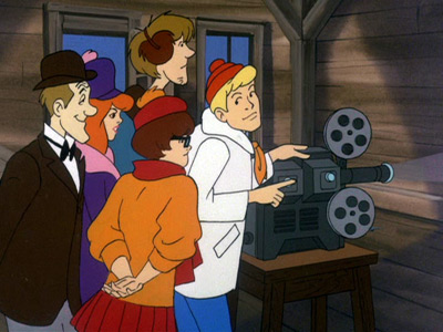 Fred and gang with projector