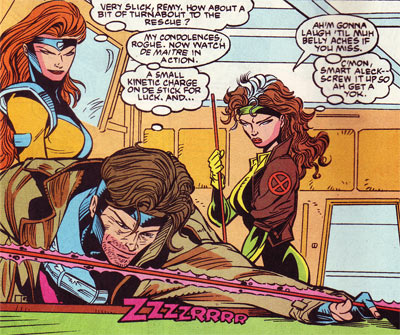 Jean, Gambit, and Rogue play pool