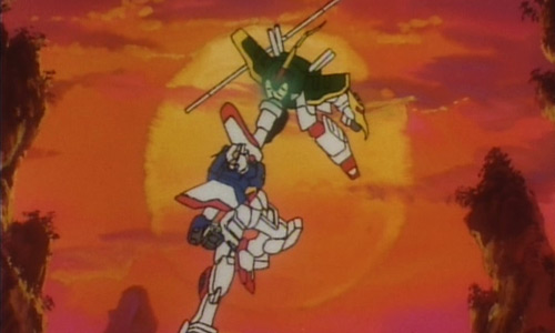 Gundams in midair