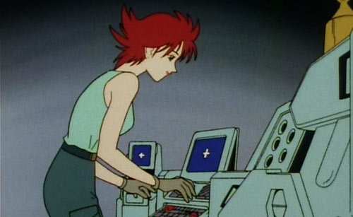 Janet in Shining Gundam cockpit