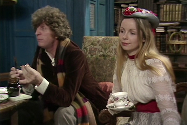 The Doctor and Romana having tea