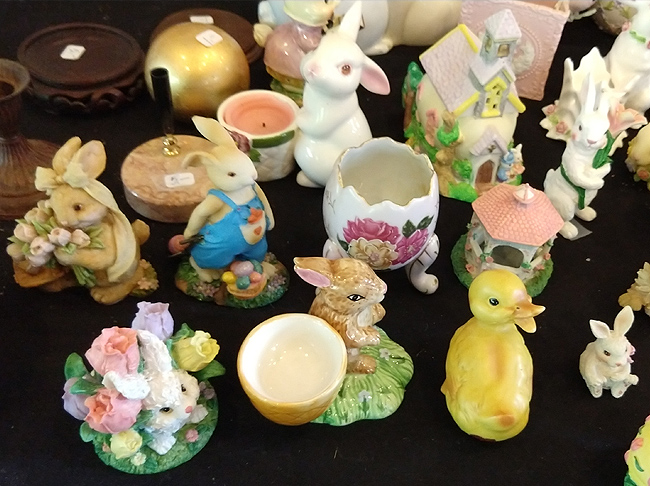 Ceramic easter bunnies and chicks
