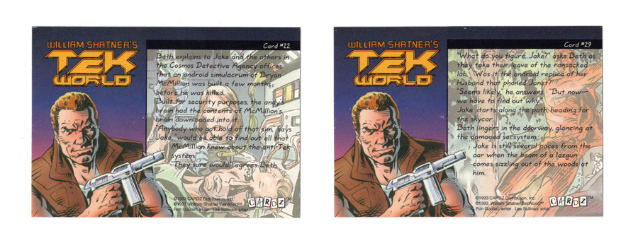 TekWorld Trading Cards Back. You can't read the text, so I'm not going to attempt to.