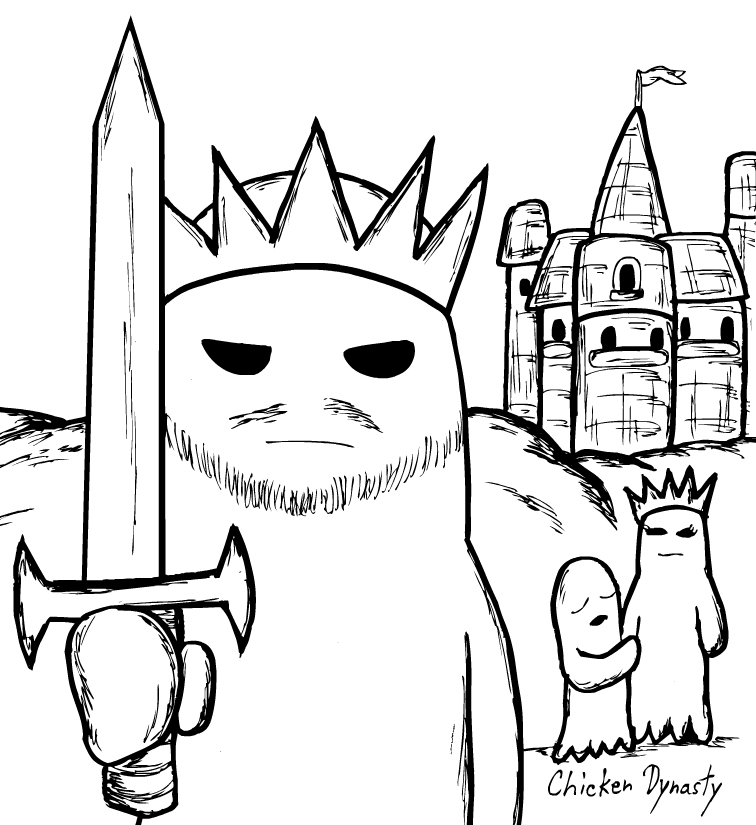 Homage to the "Camelot" (1967) poster with Ghost King Arthur in the foreground with a sword, and Ghost Guinevere/Lancelot in the background in front of Camelot
