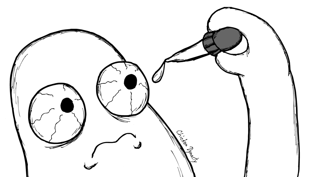Ghost using eyedrops