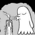 Ghost blowing on a candle