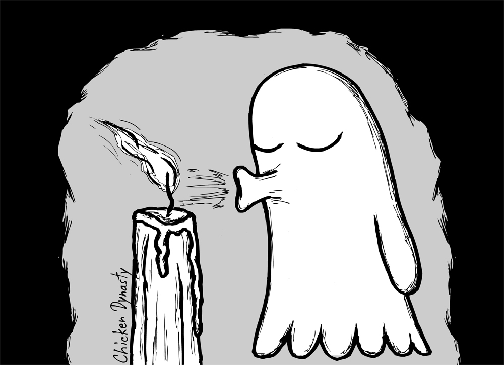 Ghost blowing on a candle