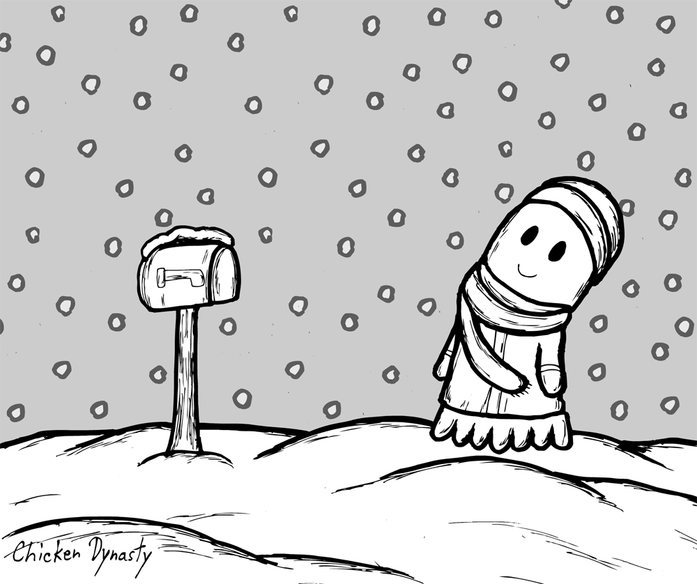 Ghost with mailbox in the snow