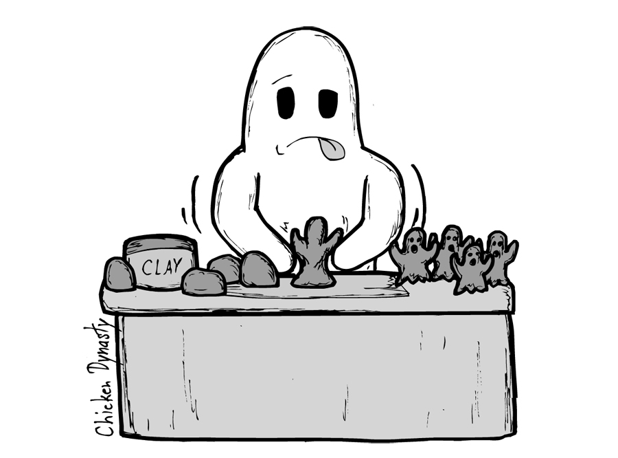 Ghost molding clay ghost figurines