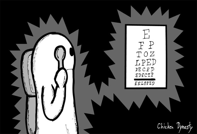 Ghost taking an eye exam